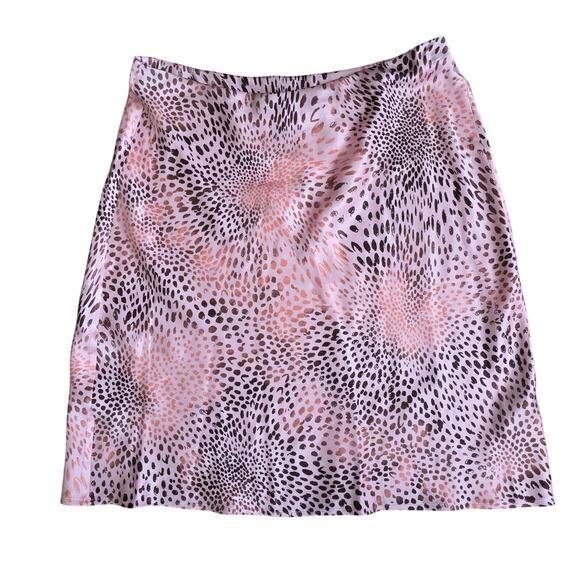 Anthropologie Dresses & Skirts - Anthropologie Leopard Satin Pink High Waist Elastic Mini Skirt Women Sz M